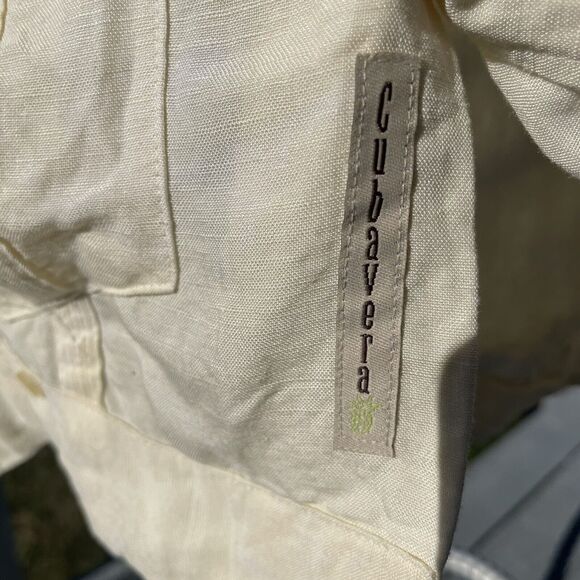 Cubavera Ivory Linen Rayon Brown Embroidery Floral Pattern Decor Size M - Picture 5 of 11